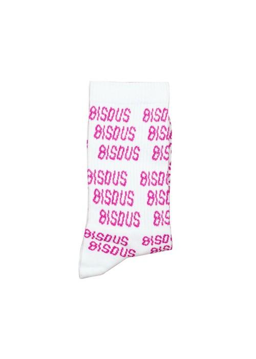 Bisous Skateboard CHAUSSETTES BISOUS SOCKS ALL OVER WHITE/PINK BSOCKSALLOVERBISOUS chez West Gallery Dieppe