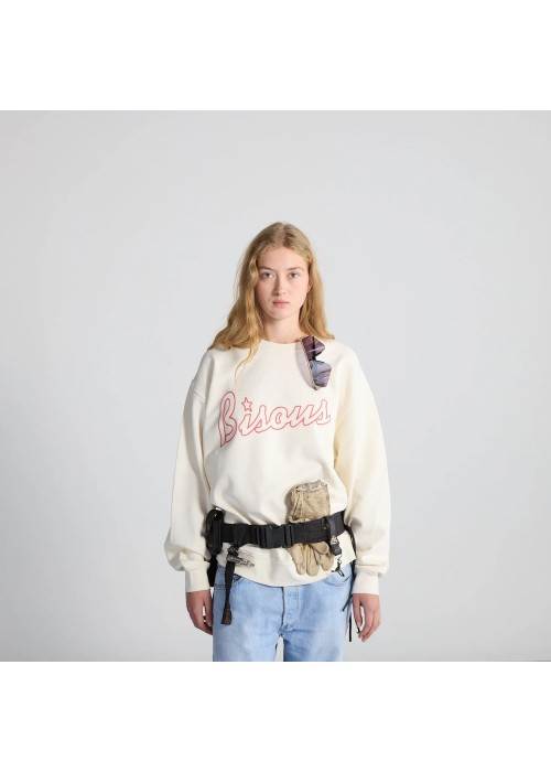 Bisous&nbsp;Skateboard SWEAT BISOUS CREWNECK LOUNGE WASHED WHITE BBISOUSCREWNECKLOUNGE chez West Gallery Dieppe