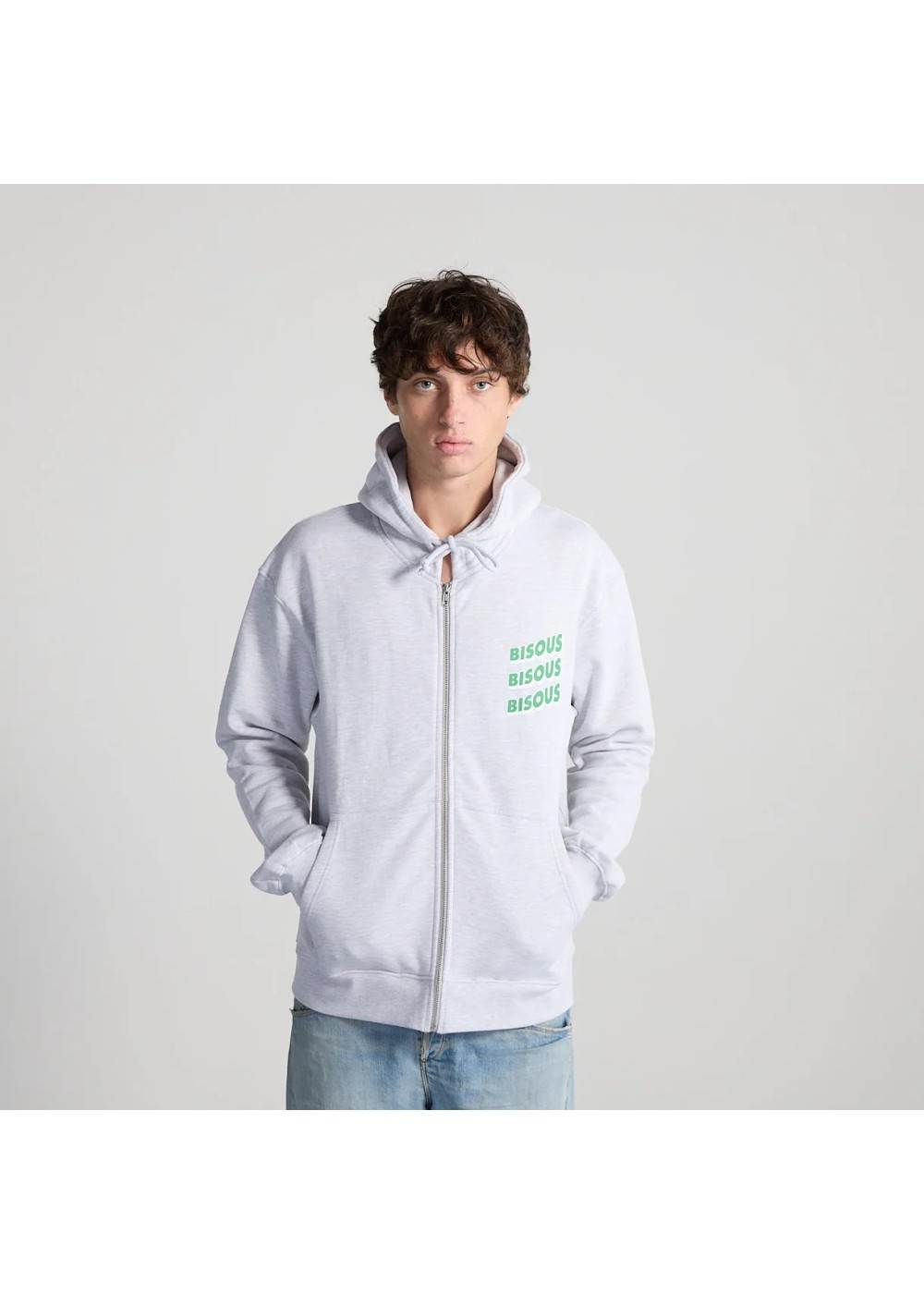 Bisous&nbsp;Skateboard SWEAT ZIP À CAPUCHE BISOUS HOODIE SONIC GREY BBISOUSHOODIESONIC chez West Gallery Dieppe