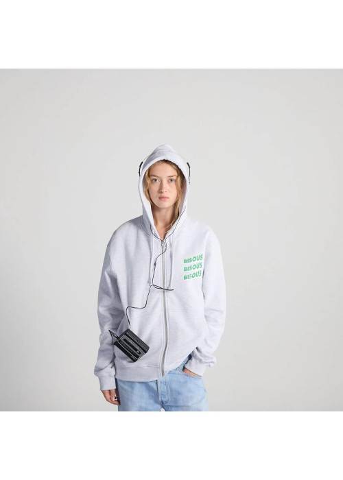 Bisous&nbsp;Skateboard SWEAT ZIP À CAPUCHE BISOUS HOODIE SONIC GREY BBISOUSHOODIESONIC chez West Gallery Dieppe