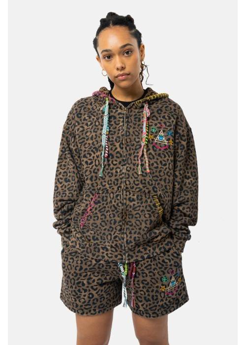 ELEVEN PARIS SWEAT ZIP À CAPUCHE ELEVEN PARIS MOON LÉOPARD EPMOONLEO chez West Gallery Dieppe