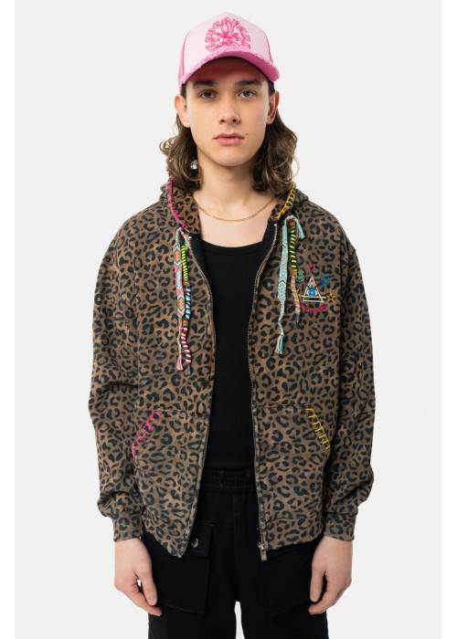 ELEVEN PARIS SWEAT ZIP À CAPUCHE ELEVEN PARIS MOON LÉOPARD EPMOONLEO chez West Gallery Dieppe